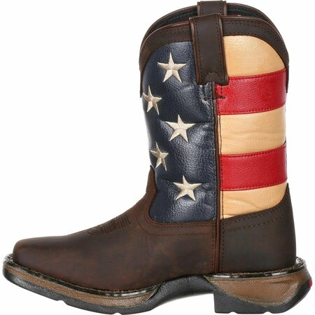 Durango Lil' Rebel by Big Kids' Flag Western Boot, BROWN/UNION FLAG, M, Size 4 DBT0160